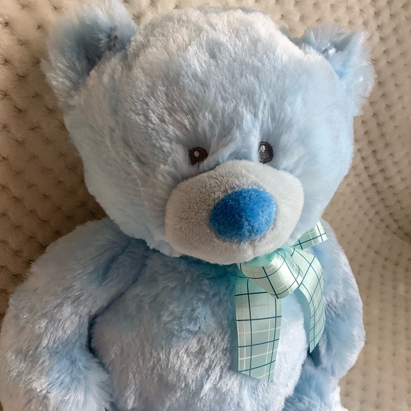 BABY GANZ My First Teddy Plush Blue Bear Stuffed Animal Toy Embroidered Eyes - Picture 6 of 13